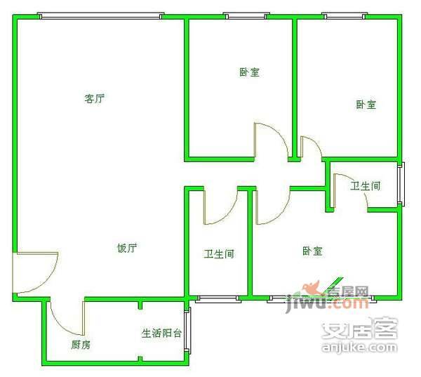 新阳光健康家园3室2厅2卫143㎡户型图