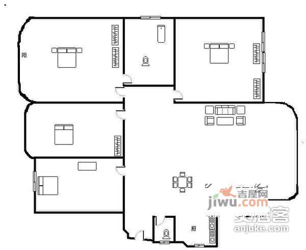 新阳光健康家园3室2厅2卫143㎡户型图