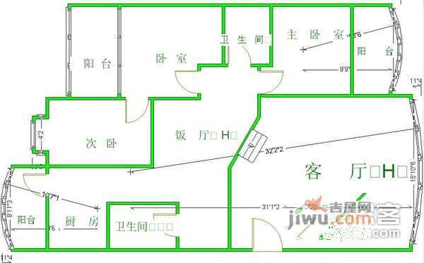 原景晓筑3室2厅2卫150㎡户型图