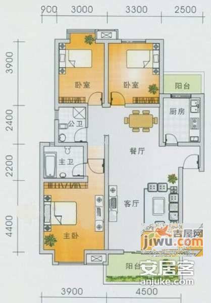 枫渡莱茵3室2厅2卫136㎡户型图