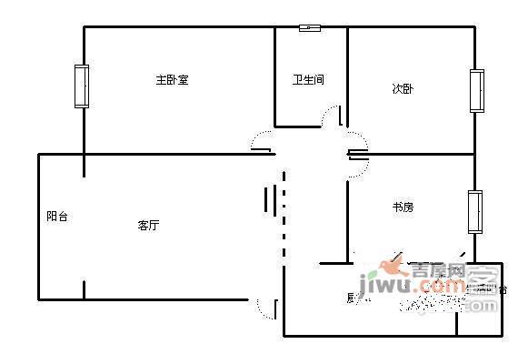 黄金海岸3室2厅1卫117㎡户型图