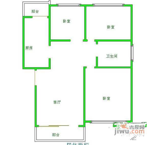 黄金海岸3室2厅1卫117㎡户型图