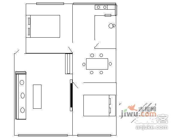 庭芳苑2室2厅1卫90㎡户型图