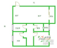 香木林新城2室2厅1卫85㎡户型图