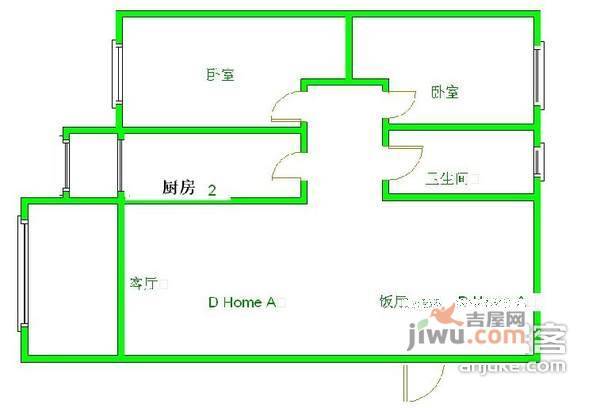 香木林新城2室2厅1卫85㎡户型图