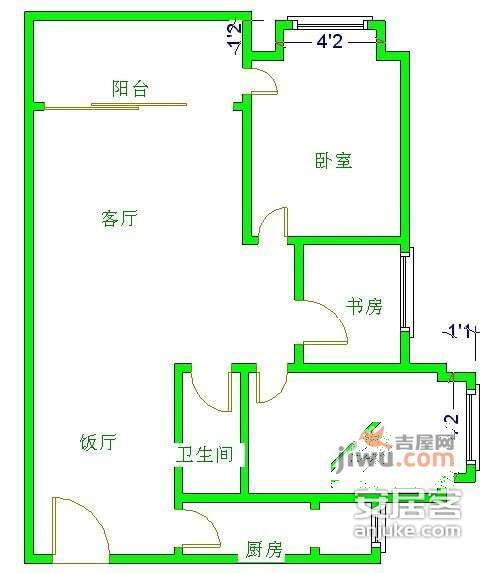 御府花都B区2室1厅1卫88㎡户型图