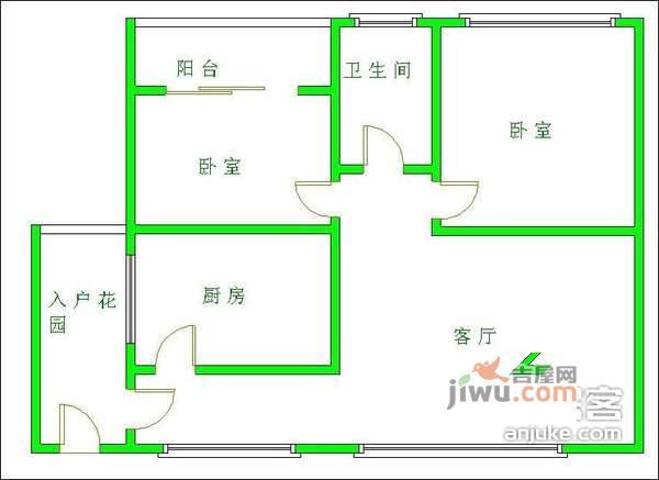 大陆紫云金沙2室2厅1卫93㎡户型图