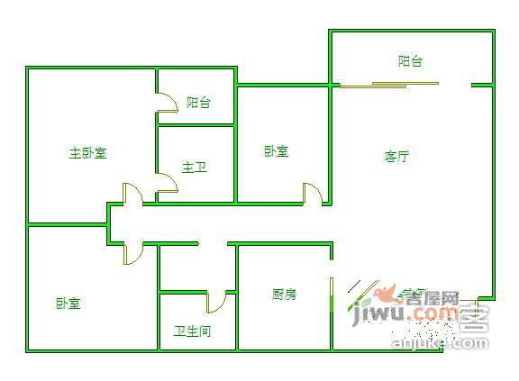 大陆紫云金沙3室2厅2卫131㎡户型图