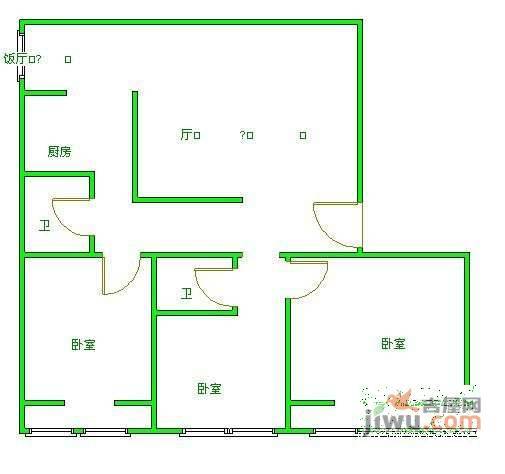 红墙巷小区3室2厅1卫134㎡户型图