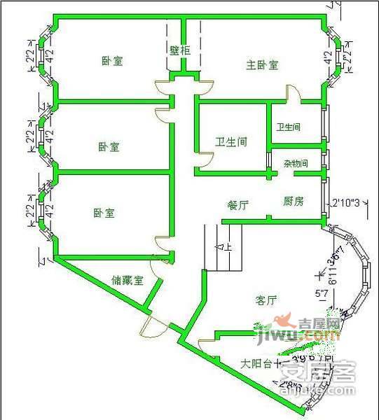 格林花园4室2厅2卫185㎡户型图