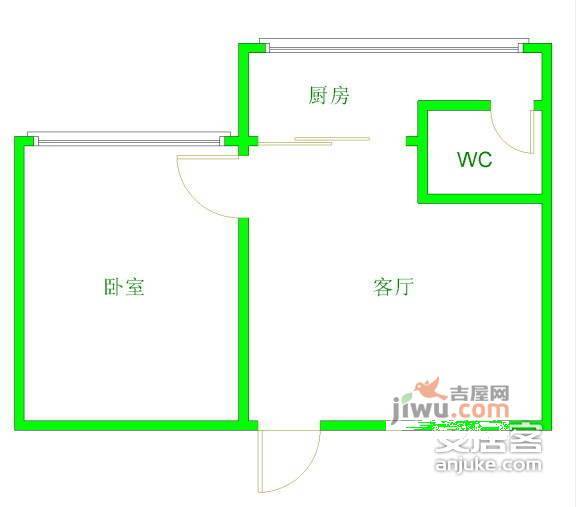 营策巷小区1室1厅1卫58㎡户型图