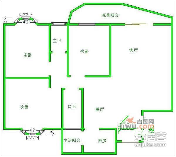 御景台3室2厅2卫162㎡户型图