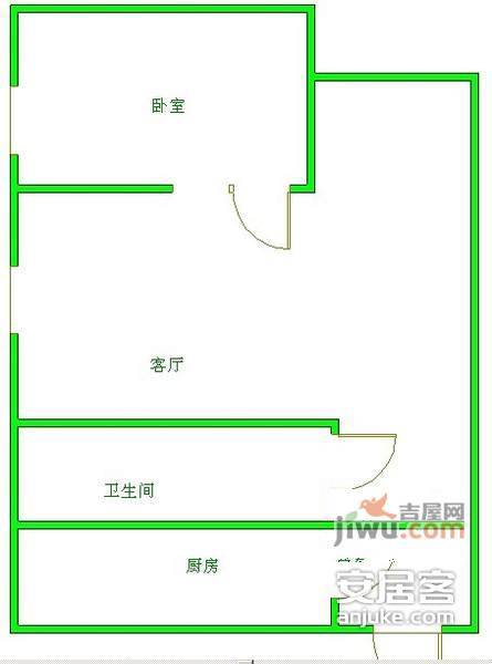 宏都美丽合江1室1厅1卫56㎡户型图