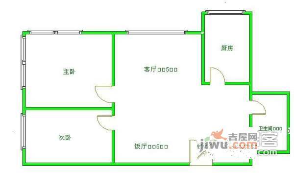 金沙园2期2室2厅1卫120㎡户型图