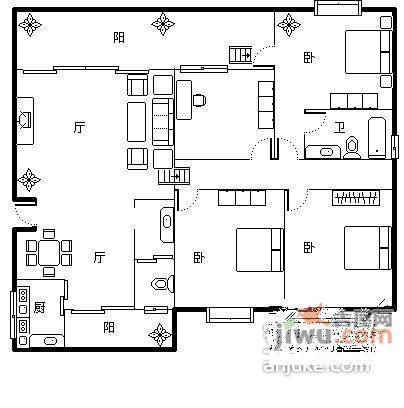 金沙园2期4室2厅2卫211㎡户型图