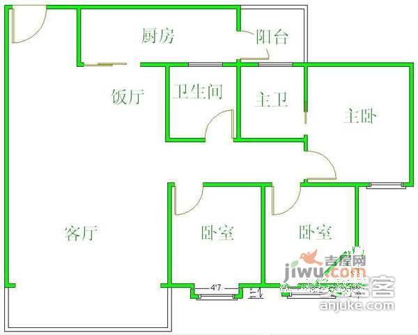 聚贤半岛花苑3室2厅2卫110㎡户型图