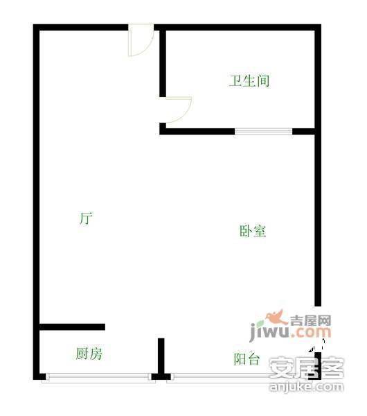 快乐空间1室0厅1卫37㎡户型图