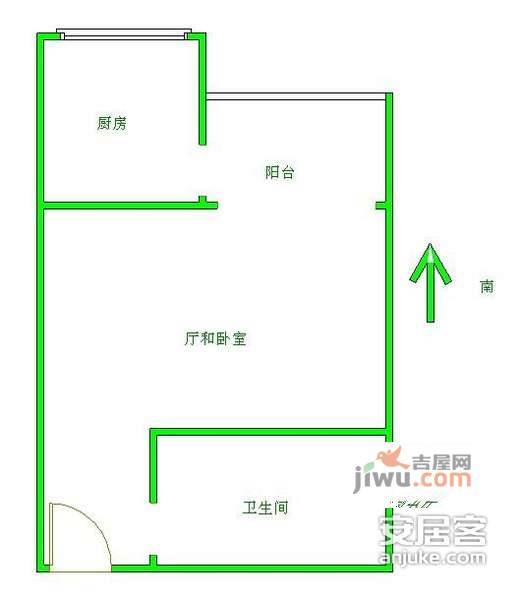 快乐空间1室0厅1卫37㎡户型图