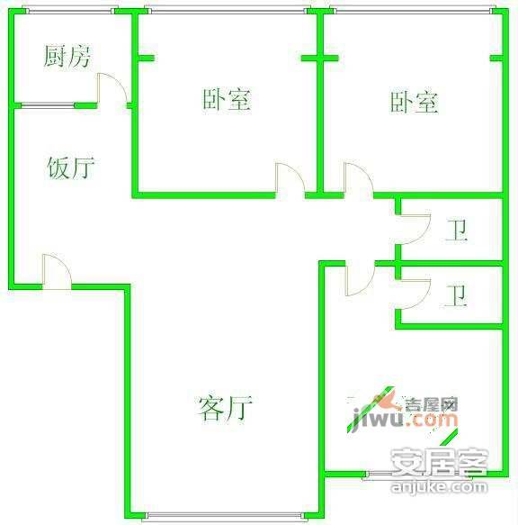 金仙桥小区3室2厅2卫171㎡户型图