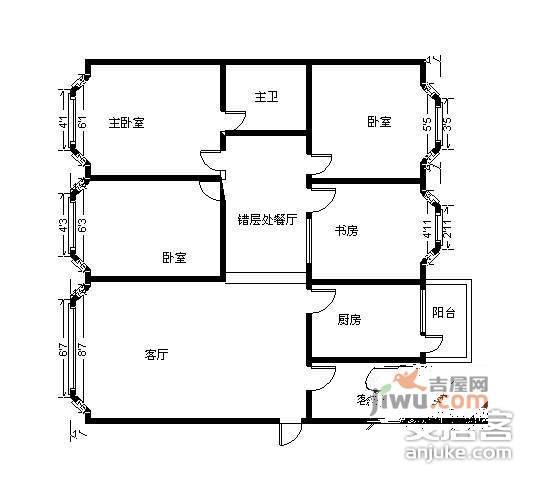 西蜀皓月4室2厅2卫168㎡户型图