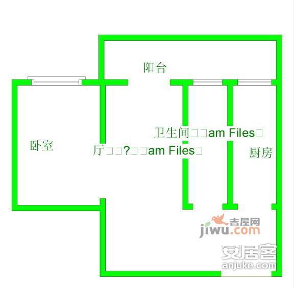 正黄上岭1室1厅1卫48㎡户型图