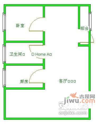 正黄上岭1室1厅1卫48㎡户型图