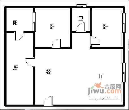 正黄上岭2室2厅1卫80㎡户型图