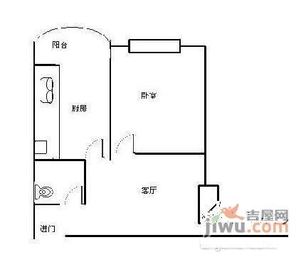 交大智能小区2期1室1厅1卫75㎡户型图