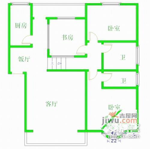 蓝色空间蓝月3室2厅2卫132㎡户型图