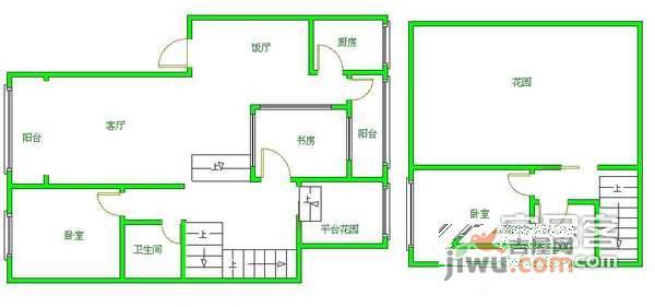 蓝色空间蓝月3室2厅2卫132㎡户型图