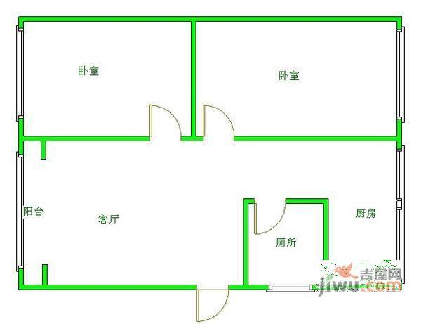 安居苑2室2厅1卫90㎡户型图