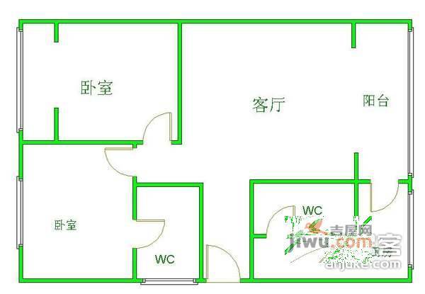 平安苑2室2厅2卫109㎡户型图