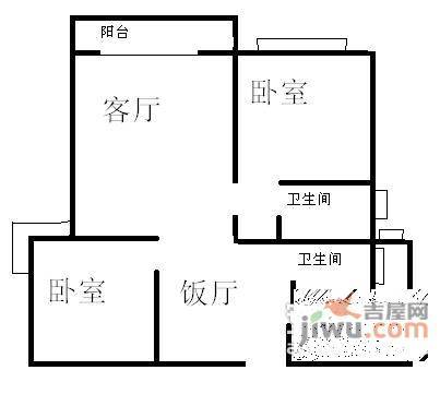 齐力碧水湾2室2厅2卫90㎡户型图