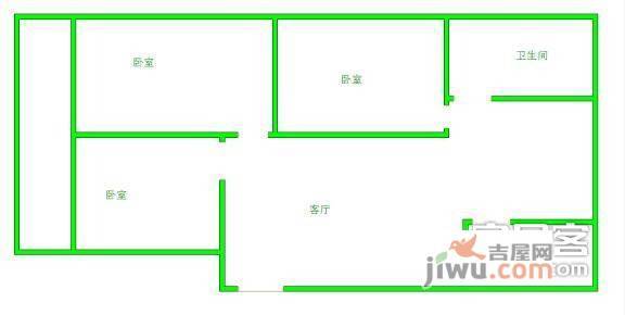 沙湾商寓3室2厅1卫99㎡户型图