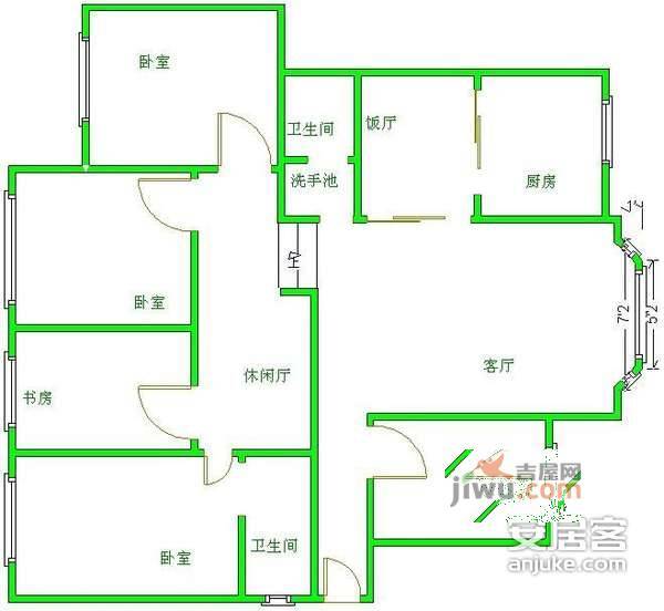 西藏花园5室3厅2卫户型图