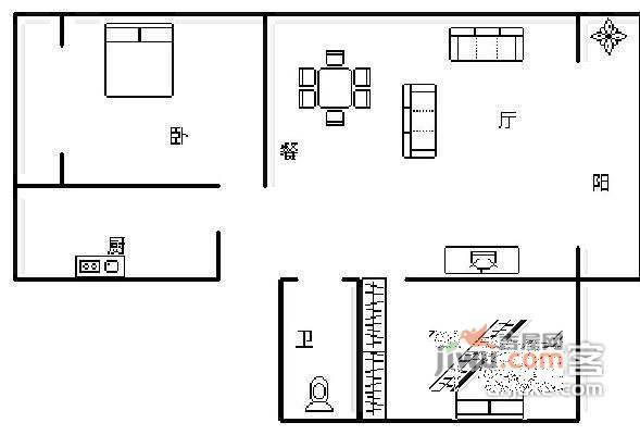 九里西苑A区2室2厅1卫89㎡户型图