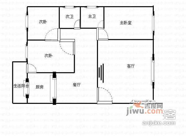 七彩花都B区4室2厅2卫户型图