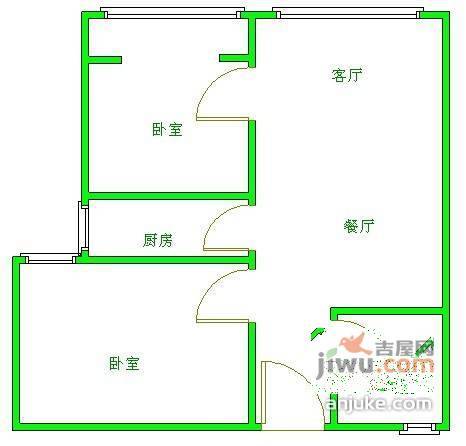 圣沅汇景樱桃季2室2厅1卫85㎡户型图