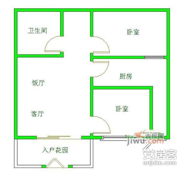 圣沅汇景樱桃季2室2厅1卫85㎡户型图