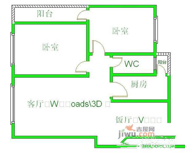 三和花园2室2厅1卫108㎡户型图