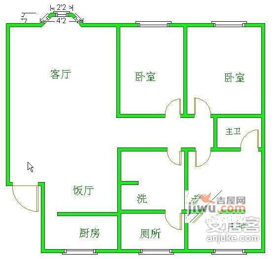 明苑公寓3室2厅2卫176㎡户型图