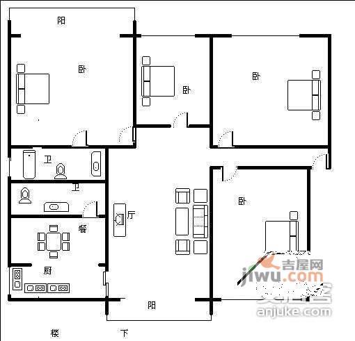 欣园4室2厅2卫户型图