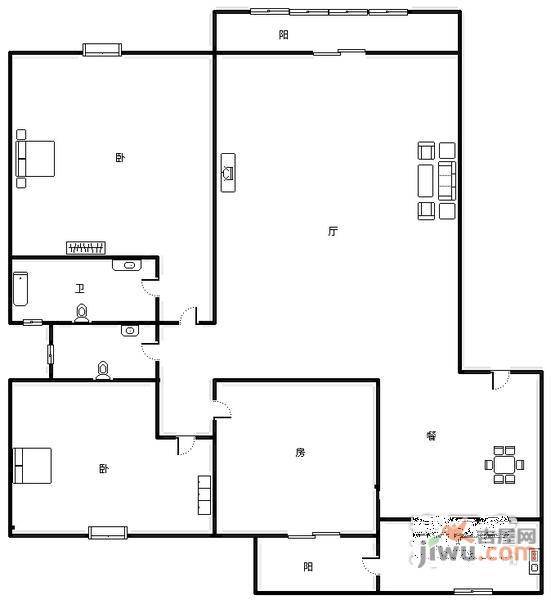 流溪丽园3室2厅2卫137㎡户型图