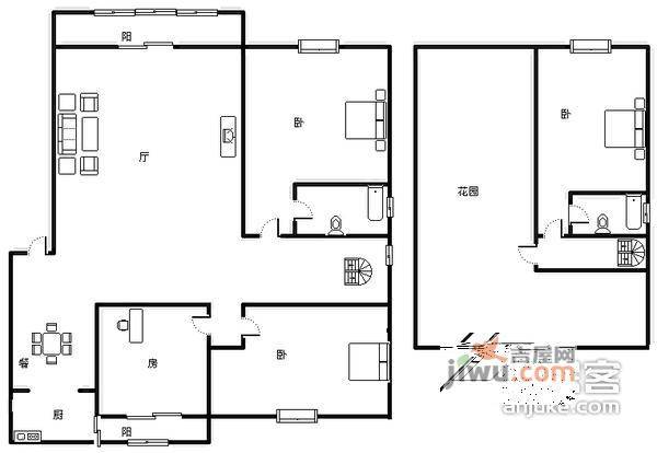 流溪丽园4室2厅2卫156㎡户型图