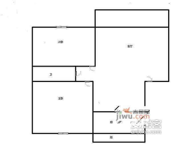 流溪丽园2室2厅1卫88㎡户型图