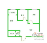 莲花新区2室1厅1卫77㎡户型图