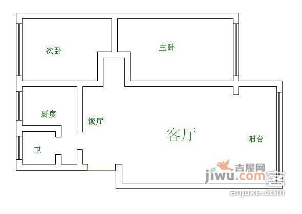 二十一世纪花园二期2室2厅1卫90㎡户型图