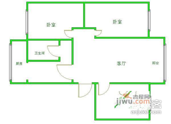 川航佳园3室2厅1卫135㎡户型图