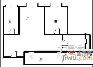 名士公馆2室2厅1卫102㎡户型图