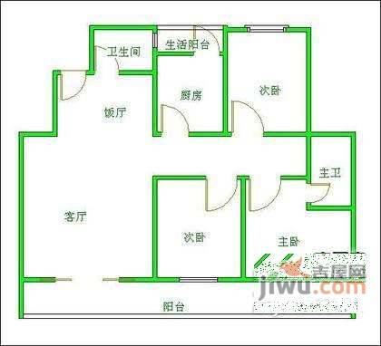 名士公馆3室2厅1卫110㎡户型图